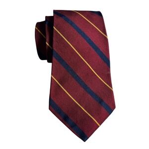 Lauren Ralph Lauren Striped Necktie - Burgundy Blue Gold - Men's Tie Made in USA